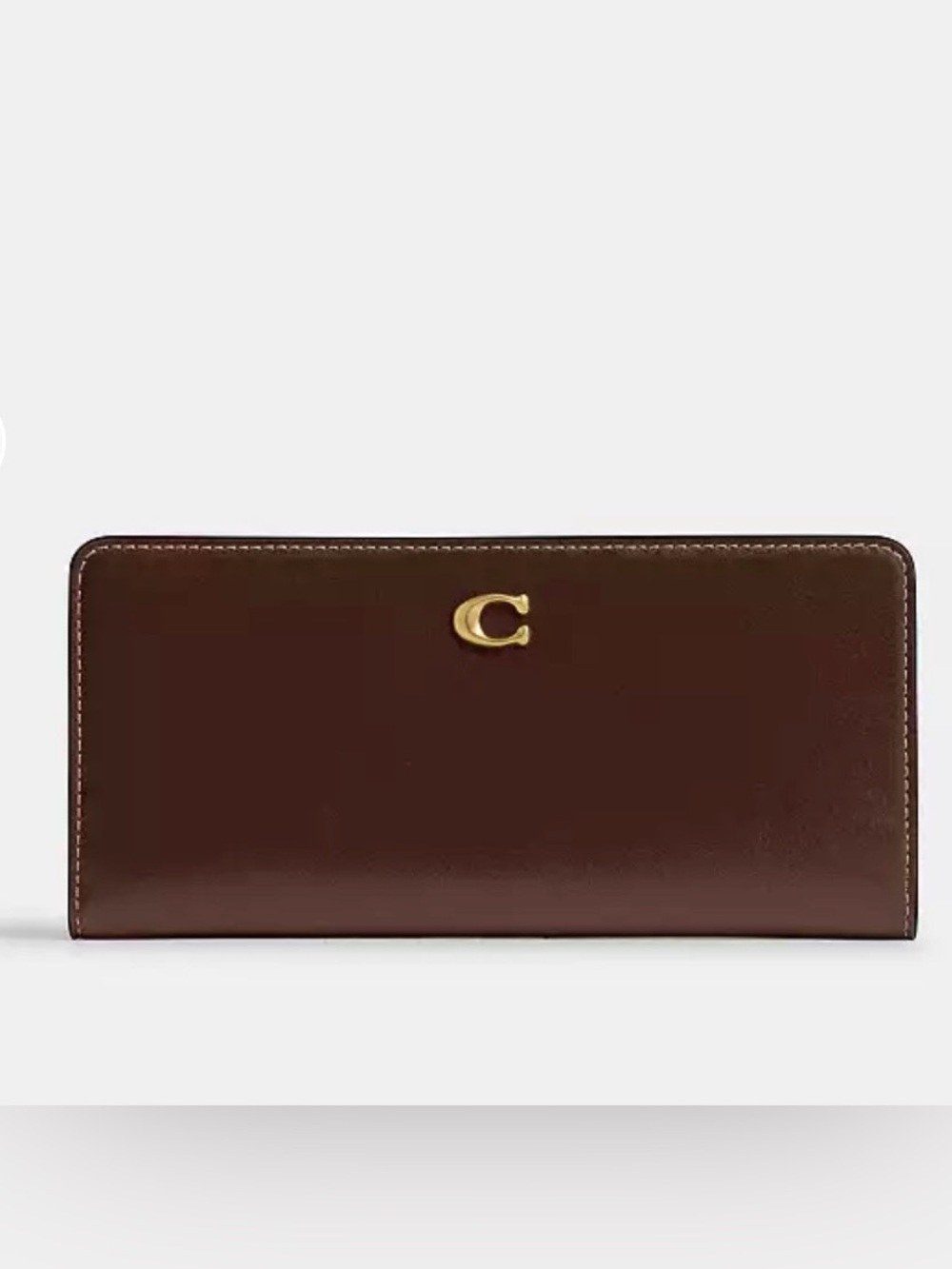 Coach Slim NWT Brown Leather Long Wallet with Gold Hardware